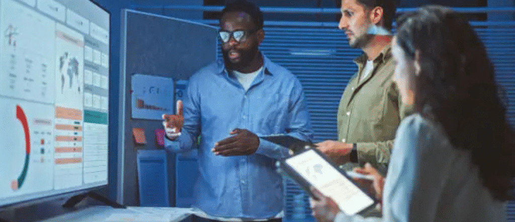 AI in Financial Markets 2025: How Technology is Transforming Global Investing AI in Financial Markets 2025 showing real-time trading analytics on digital screens